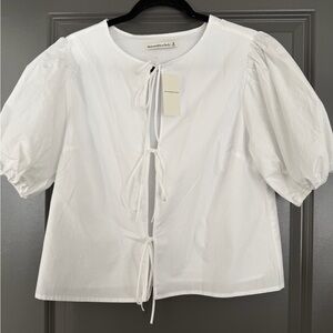 Abercrombie & Fitch White Tie-Front Blouse